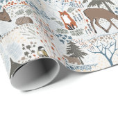 Papier Cadeau Motif des animaux de bois (Coin rond)