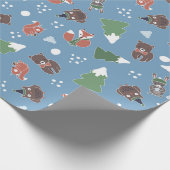 Papier Cadeau Motif des animaux de bois d'hiver (Coin)