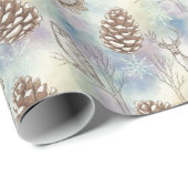 Papier Cadeau Motif des animaux de bois d'hiver (Coin rond)