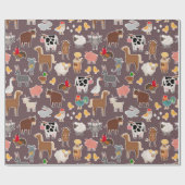Papier Cadeau Motif des animaux de ferme mignons (Plat)