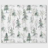 Papier Cadeau Motif des arbres d'hiver neigeux (Plat)