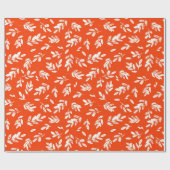 Papier Cadeau Motif des botaniques blancs oranges modernes (Plat)