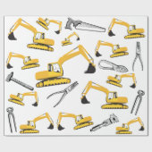 Papier Cadeau Motif des camions et des outils de construction de (Plat)