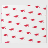 Papier Cadeau Motif des Caps de Graduation Rouge - Graduation (Plat)