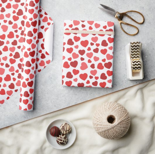 Papier Cadeau Motif Des Coeurs, Coeurs Rouges, Motif Des Coeurs (Artisanat)