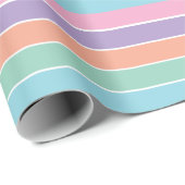 Papier Cadeau Motif des couleurs rétro rayées (Coin rond)