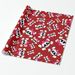 Papier Cadeau Motif des crânes et des arcs rouges amusants