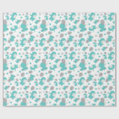 Papier Cadeau Motif Des Eléphants Bleus, Eléphants Mignons, Étoi (Plat)