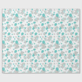 Papier Cadeau Motif Des Eléphants, Eléphants Mignons - Gris Bleu (Plat)