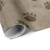 Papier Cadeau Motif des Empreintes de pattes d'ours (Coin rond)