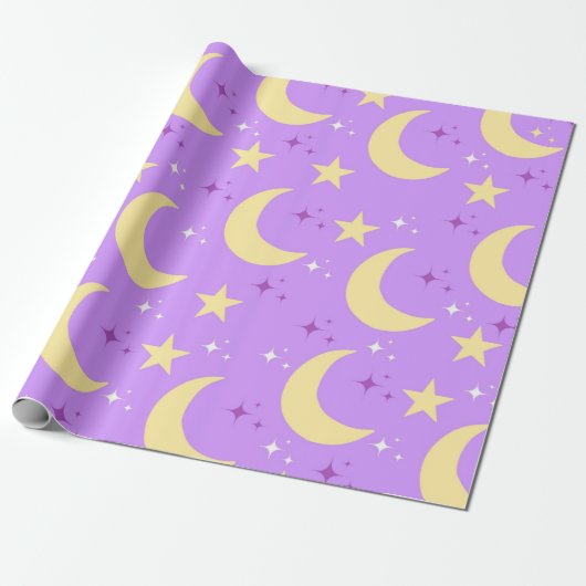 Papier Cadeau Motif des étoiles de lune céleste (Déroulé)