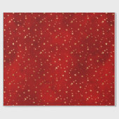 Papier Cadeau Motif des étoiles rouge/or de Noël (Plat)