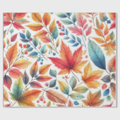 Papier Cadeau Motif des feuilles d'automne colorées (Plat)