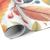 Papier Cadeau Motif des feuilles d'automne colorées (Coin rond)