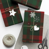 Papier Cadeau Motif des flocons de neige de Noël Plaid