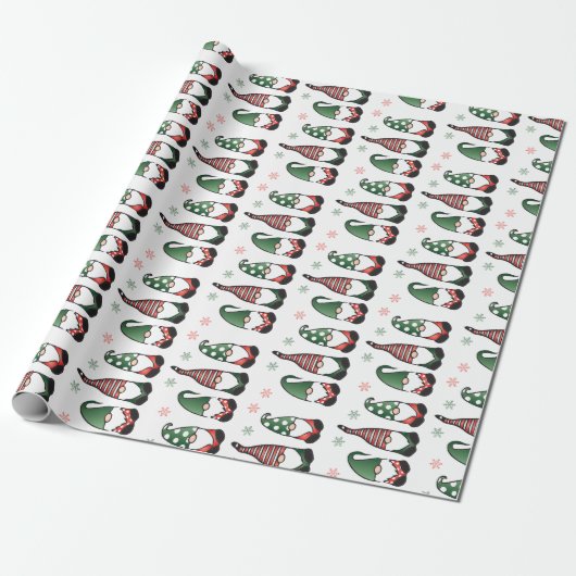 Papier Cadeau Motif des Gnomes de Noël (Déroulé)