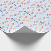 Papier Cadeau Motif des hippocampes colorés (Coin)