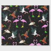 Papier Cadeau Motif des oiseaux d'hiver (Plat)