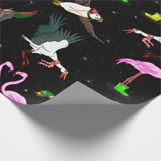 Papier Cadeau Motif des oiseaux d'hiver (Coin)