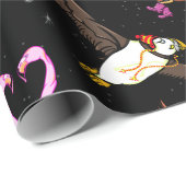 Papier Cadeau Motif des oiseaux d'hiver (Coin rond)