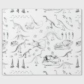 Papier Cadeau Motif des os fossiles de dinosaures (Plat)