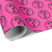 Papier Cadeau Motif des points d'interrogation rose noir (Coin rond)
