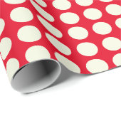 Papier Cadeau Motif des points géométriques rouge et blanc de No (Coin rond)