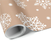 Papier Cadeau Motif des Snowflakes de Noël Brown (Coin rond)