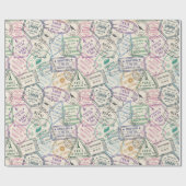 Papier Cadeau Motif des timbres de voyage (Plat)