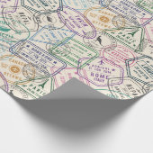 Papier Cadeau Motif des timbres de voyage (Coin)