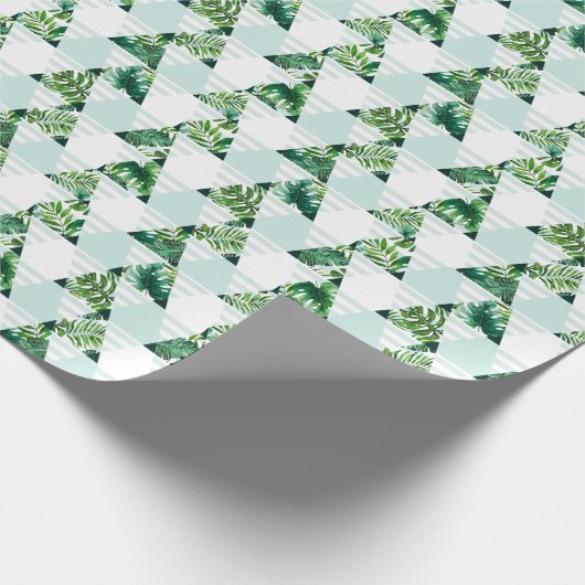 Papier Cadeau Motif des triangles tropicaux verts de Mint (Coin)