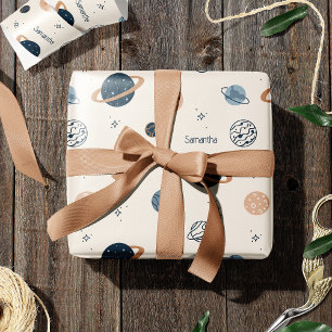 Papier Cadeau Motif d'esquisse Planètes système solaire