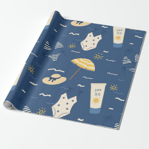 Papier Cadeau Motif d'essentiels de plage d'été (4)