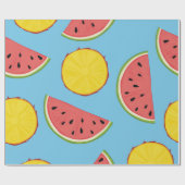 Papier Cadeau Motif d'été avec ananas et pastèque, ba (Plat)