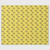 Papier Cadeau Motif d'été des abeilles jaune vif (Plat)