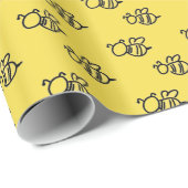 Papier Cadeau Motif d'été des abeilles jaune vif (Coin rond)