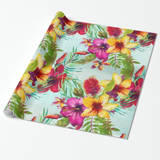Papier Cadeau Motif d'été tropical (Déroulé)