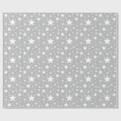 Papier Cadeau Motif d'étoile blanche sur gris (Plat)