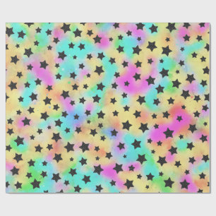 Papier Cadeau Motif d'étoile dans les couleurs des années 80