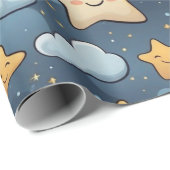 Papier Cadeau Motif d'étoiles (Coin rond)