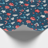 Papier Cadeau Motif D'Étoiles, Cadeaux, Candies Sur Bleu (Coin)