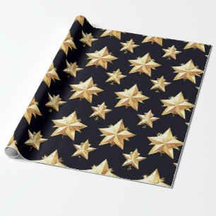 Papier Cadeau Motif d'étoiles dorées