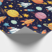 Papier Cadeau Motif d'exploration spatiale coloré (Coin)