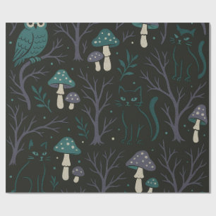 Papier Cadeau Motif d'Halloween de la forêt enchantée