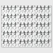 Papier Cadeau Motif d'Halloween du crâne de danse noire (Plat)