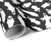 Papier Cadeau Motif d'Halloween noir blanc Éffrayant (Coin rond)