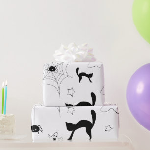 Papier Cadeau Motif d'Halloween noir et blanc