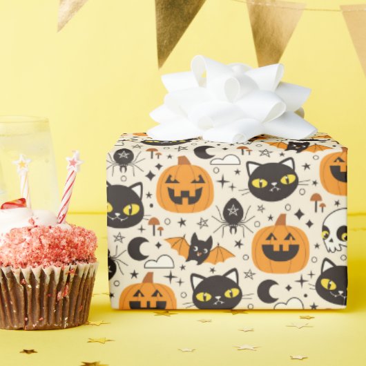 Papier Cadeau Motif d'Halloween rétro (Fête d'anniversaire)