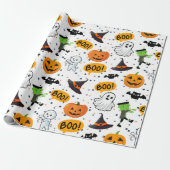 Papier Cadeau Motif d'Halloween Spooktaculaire Boo-tiful (Déroulé)