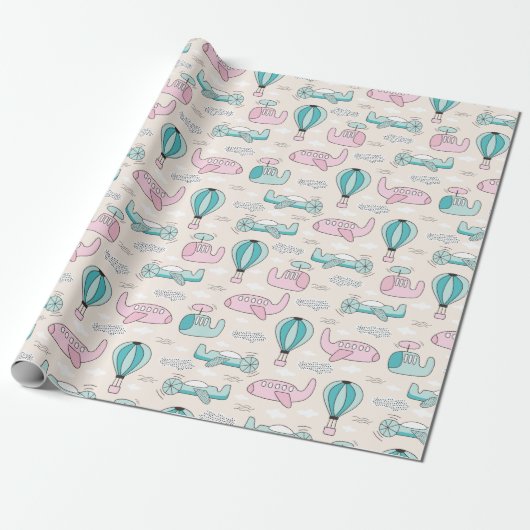 Papier Cadeau Motif d'hélicoptère mignon (Déroulé)